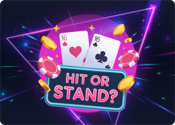 Hit or Stand on 16 in Blackjack Social Casino Game